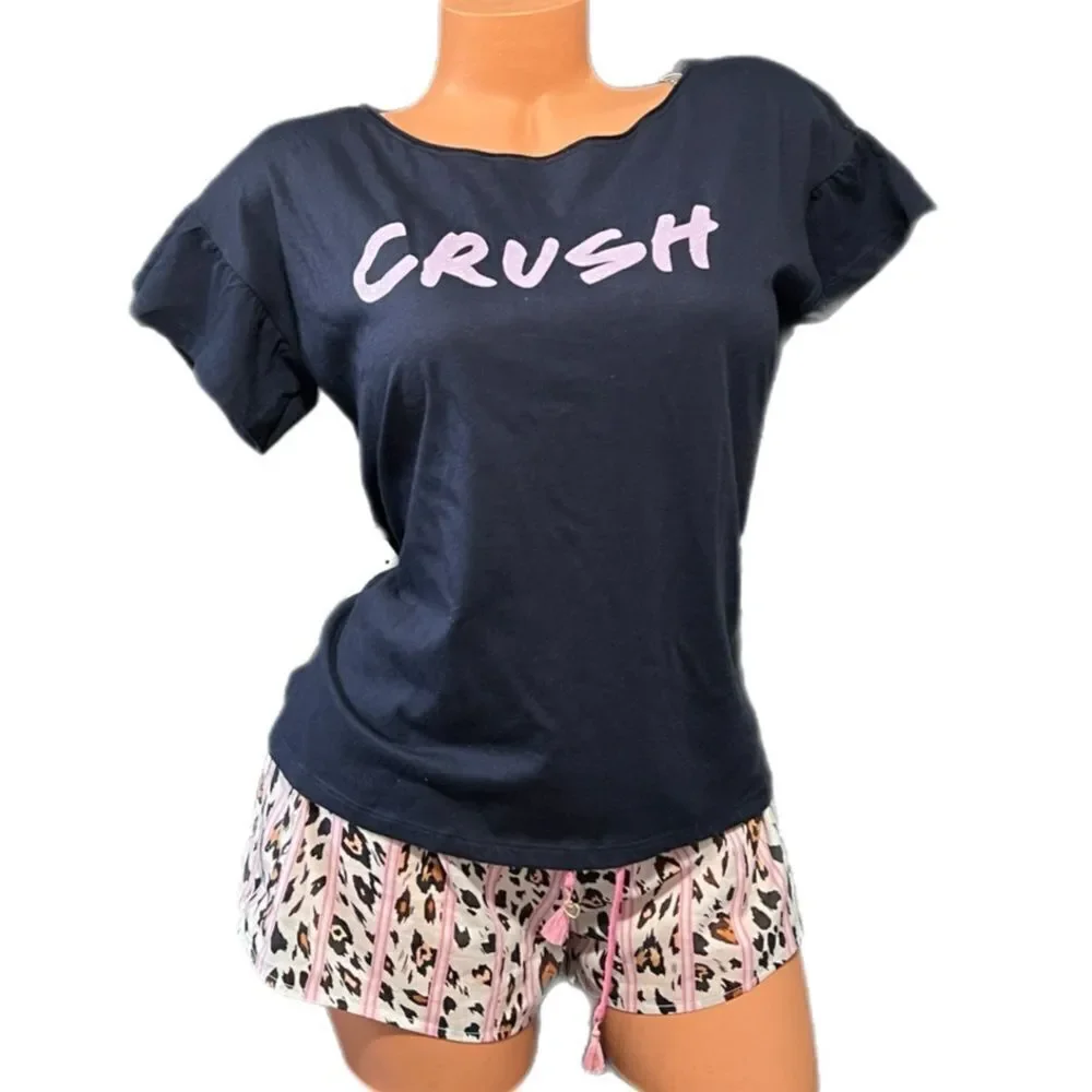 Victorias Secret Soft Cotton short sleeve top and drawstring shorts pajama set